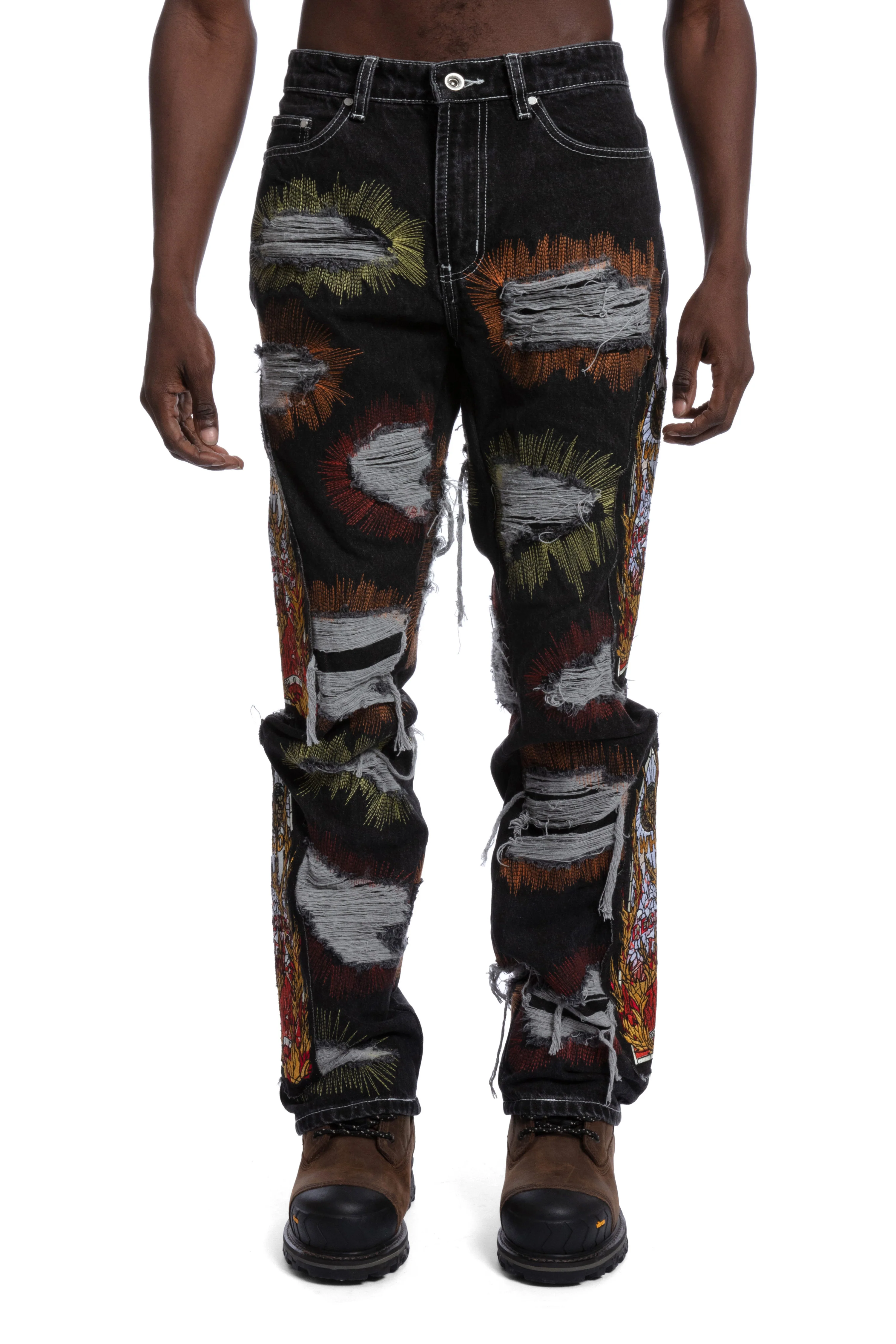 ALL OVER EMBROIDERY DENIM PANT - Image 4