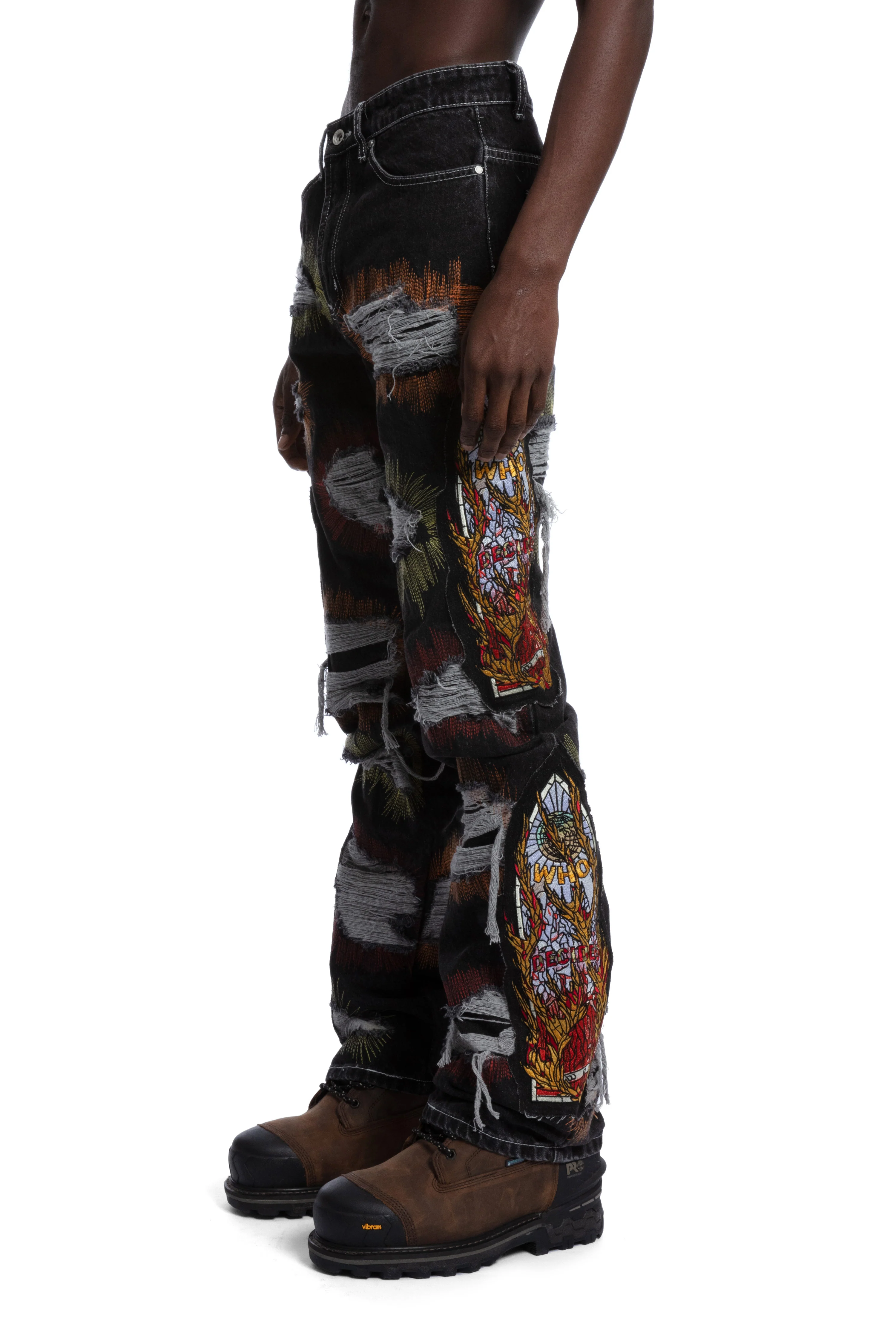 ALL OVER EMBROIDERY DENIM PANT - Image 5