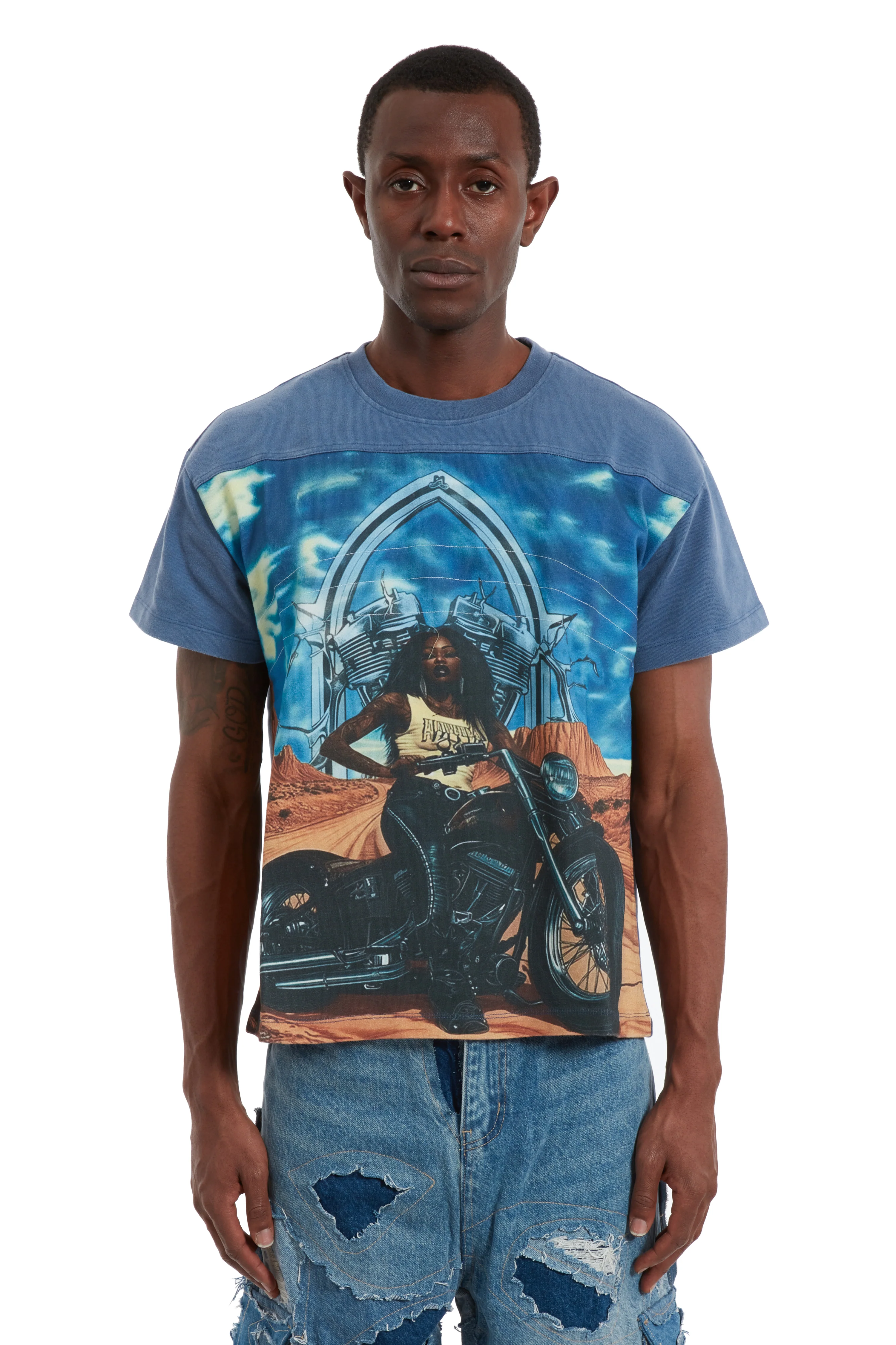 BIKER JERSEY VINTAGE GREY MULTI - Image 3