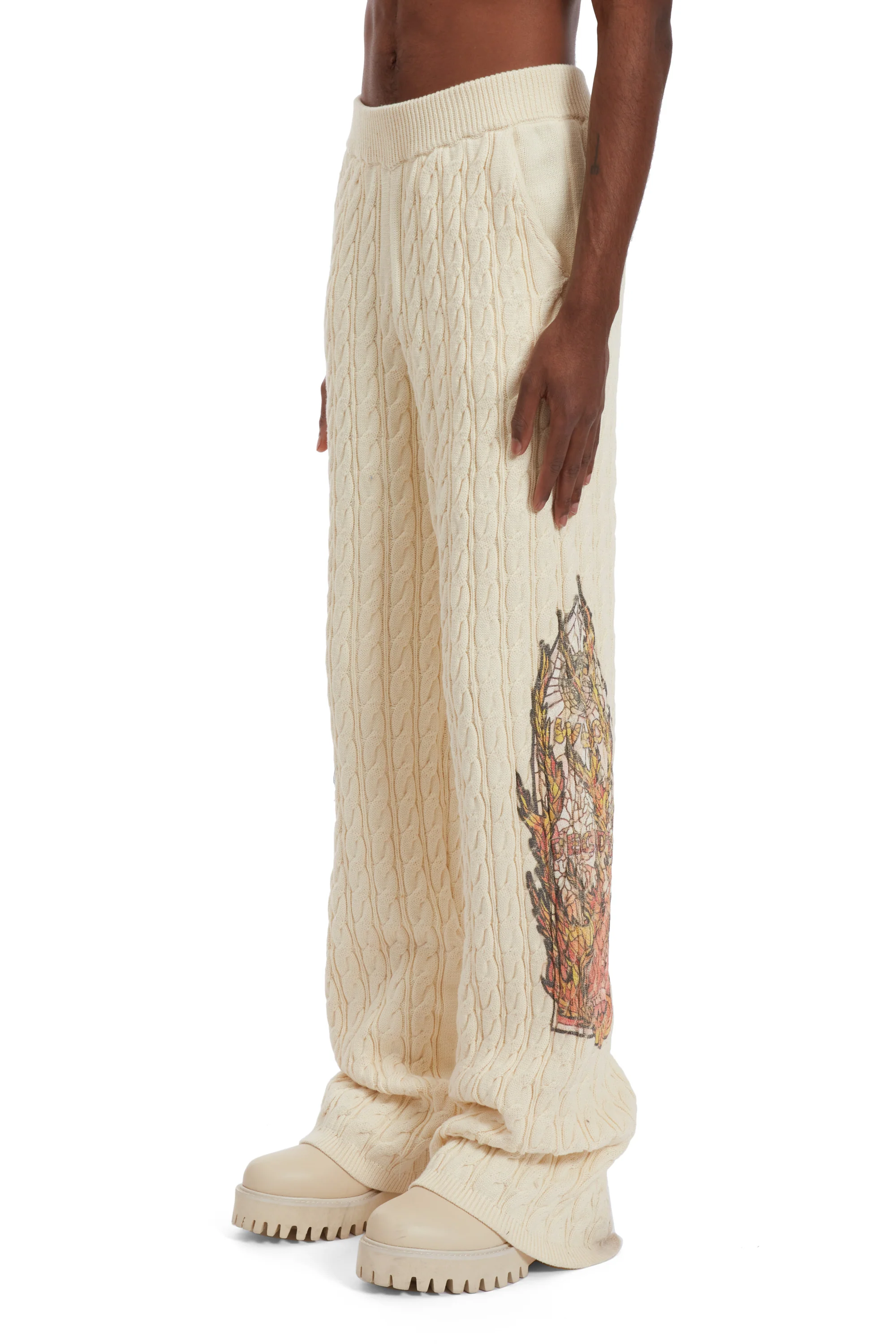 FLAME GLASS CABLE KNIT LOUNGE PANTS - Image 4