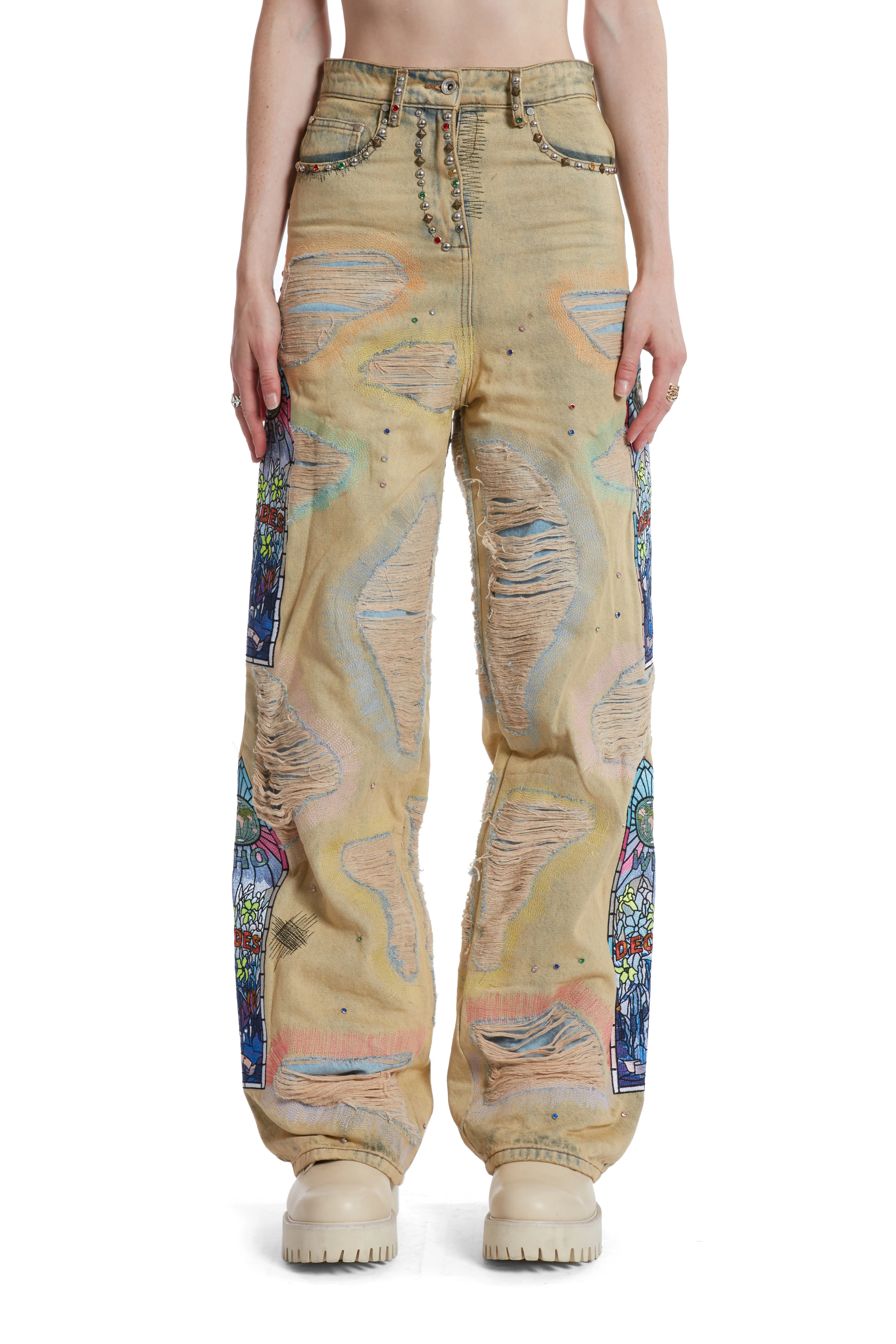 WOMEN'S MULTICOLOR SIDE-EMBROIDERY DENIM - Image 3