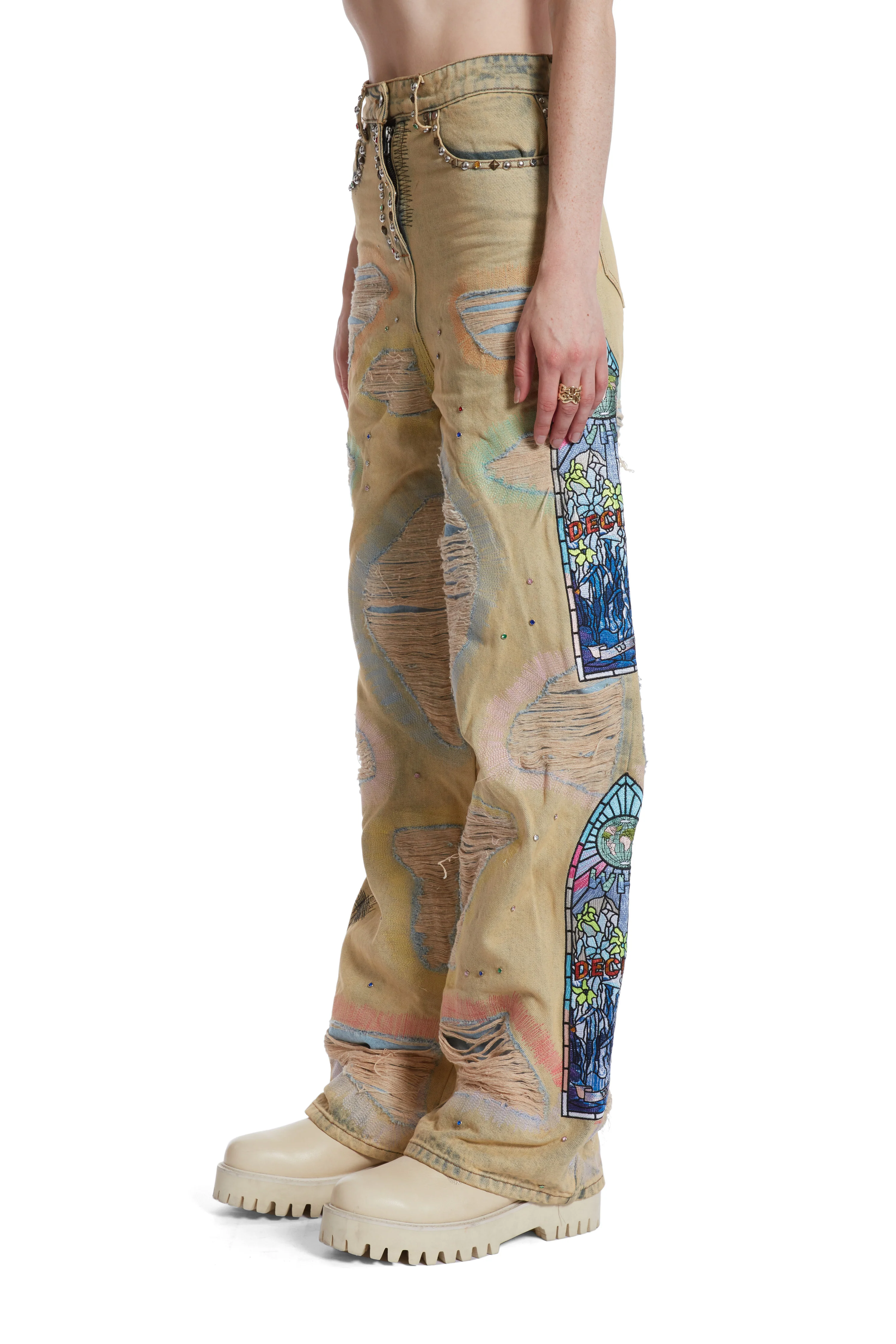 WOMEN'S MULTICOLOR SIDE-EMBROIDERY DENIM - Image 4