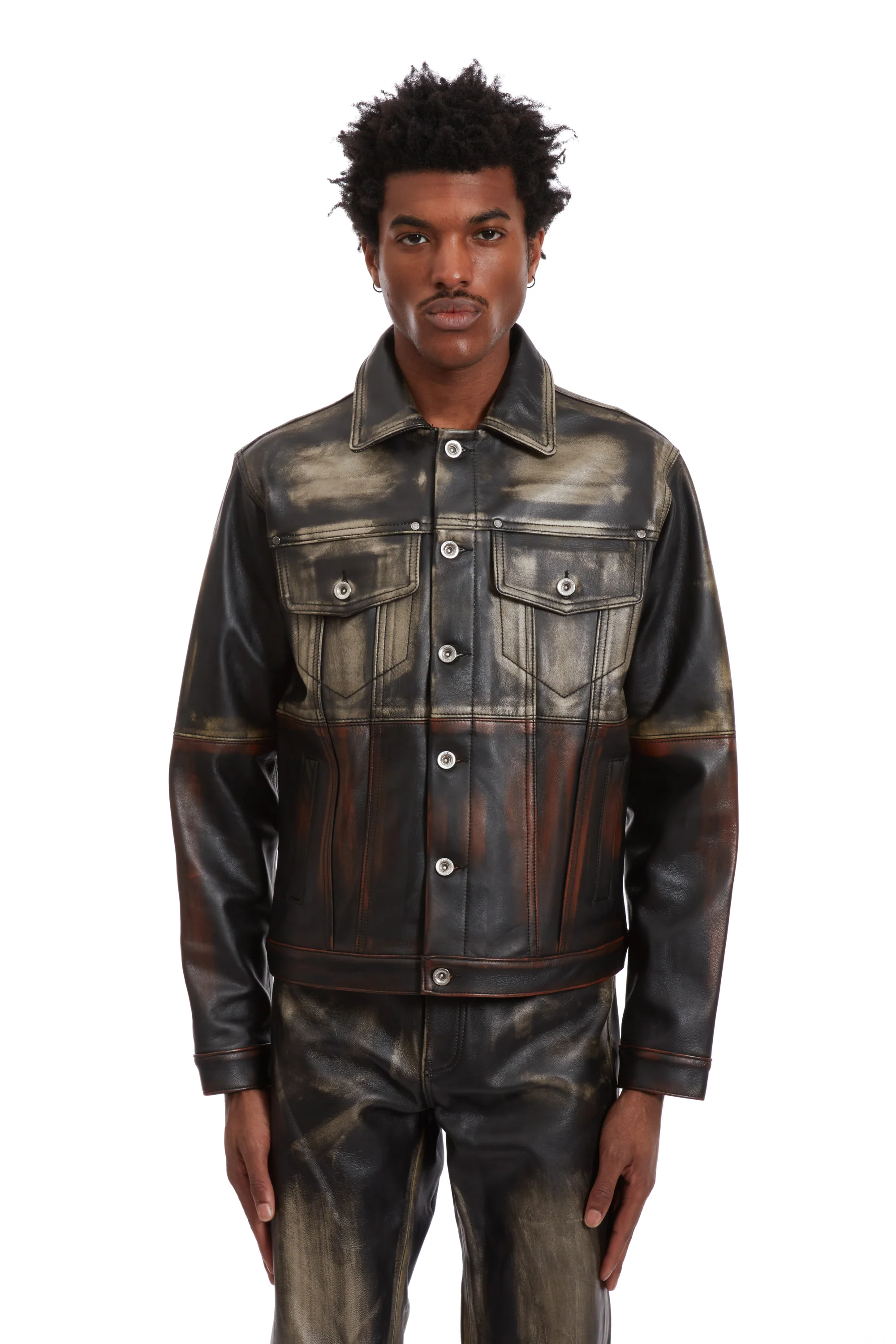 OMBRE LEATHER TRUCKER JACKET - Image 3