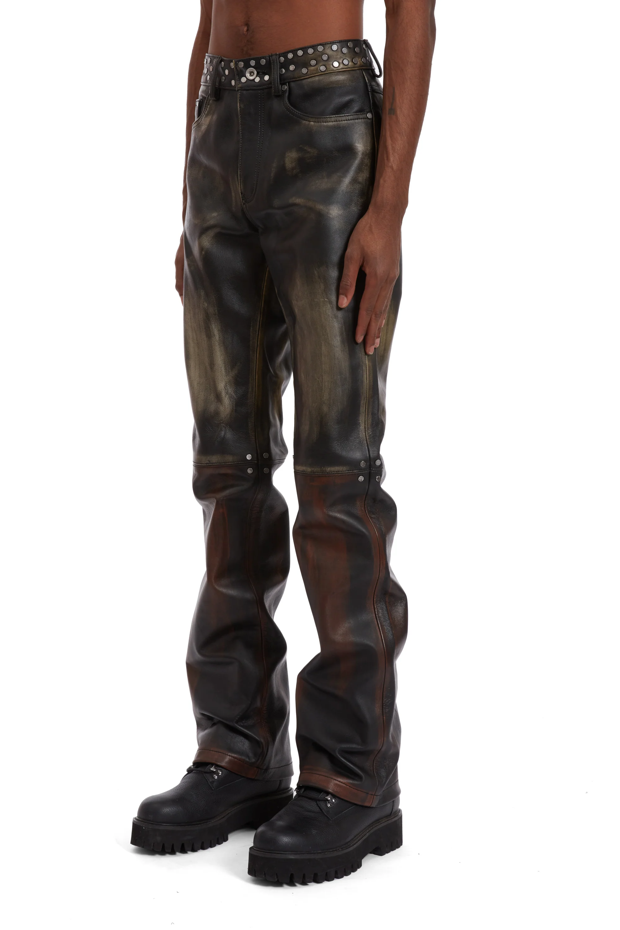 OMBRE STUDDED LEATHER PANT - Image 4