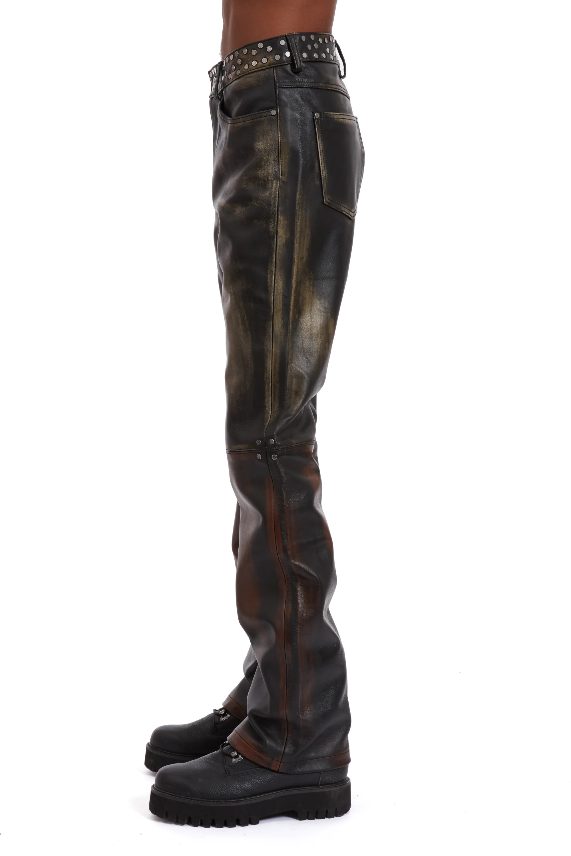 OMBRE STUDDED LEATHER PANT - Image 5