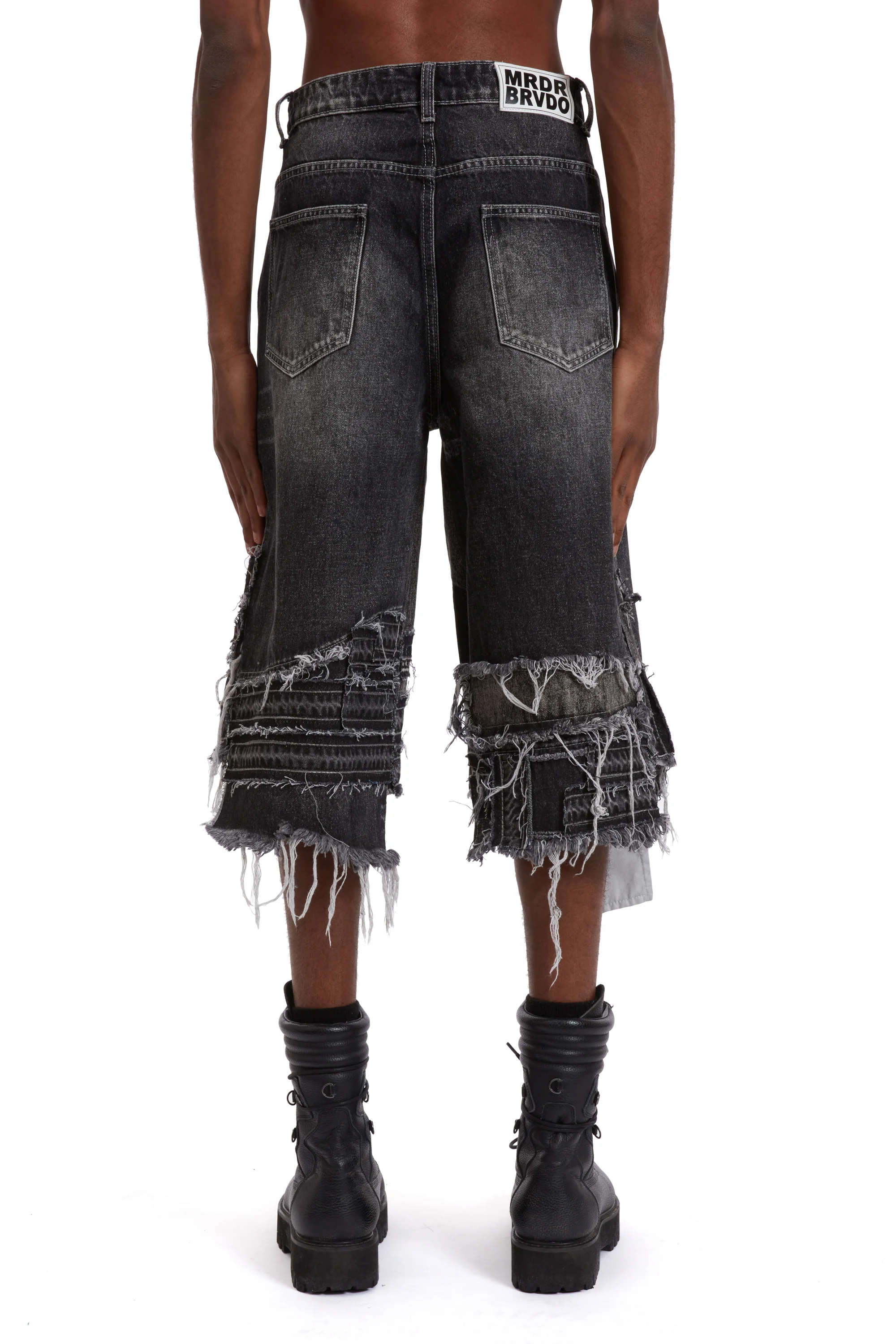 PATCHED ARCH BLOWOUT DENIM SHORT - Image 6