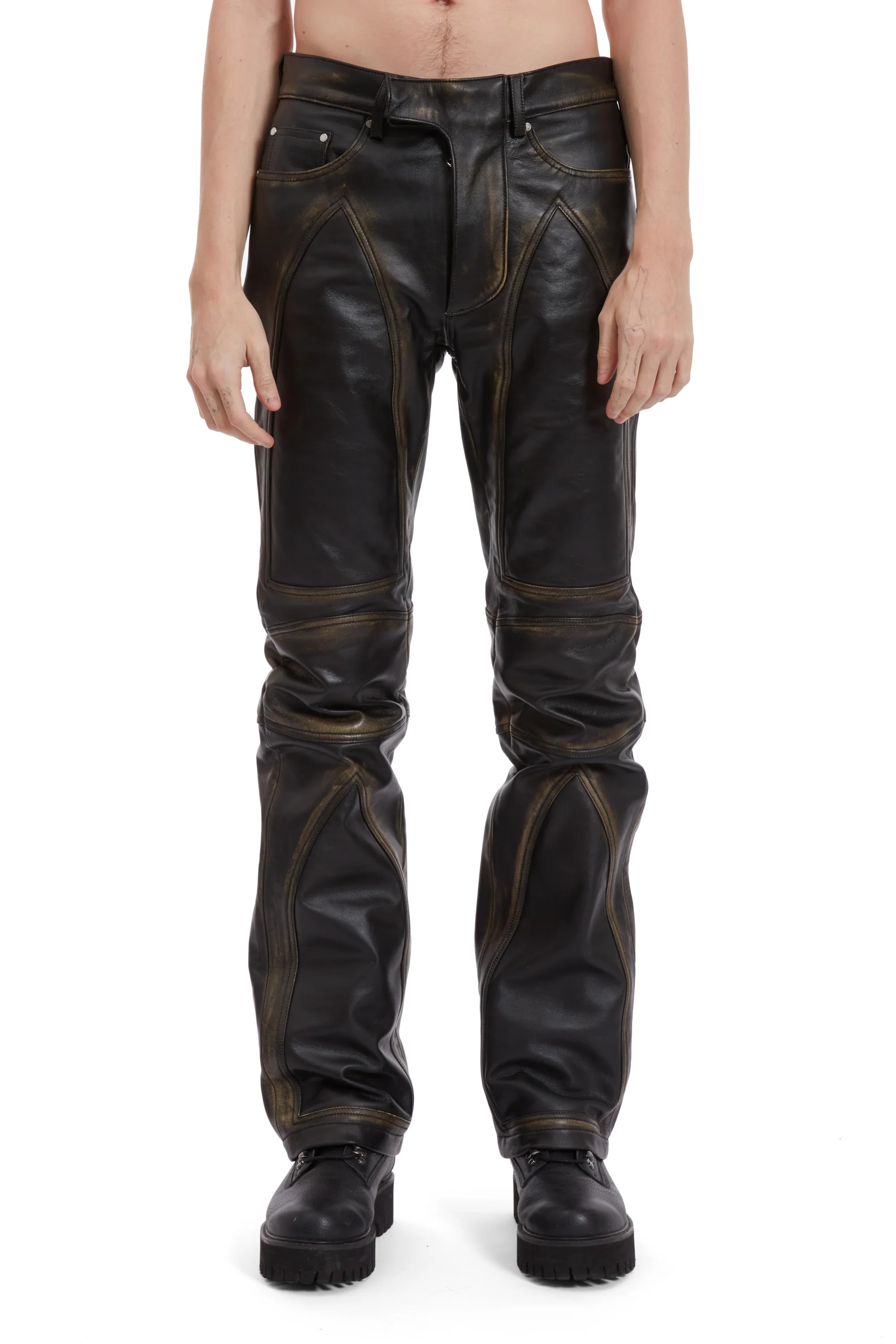 RUB OFF LEATHER MOTO PANTS - Image 3