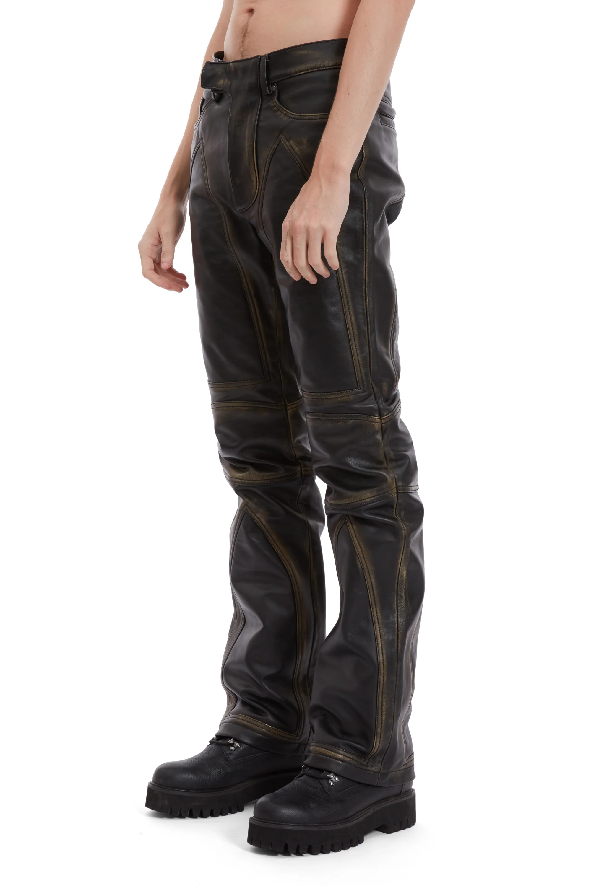 RUB OFF LEATHER MOTO PANTS - Image 4