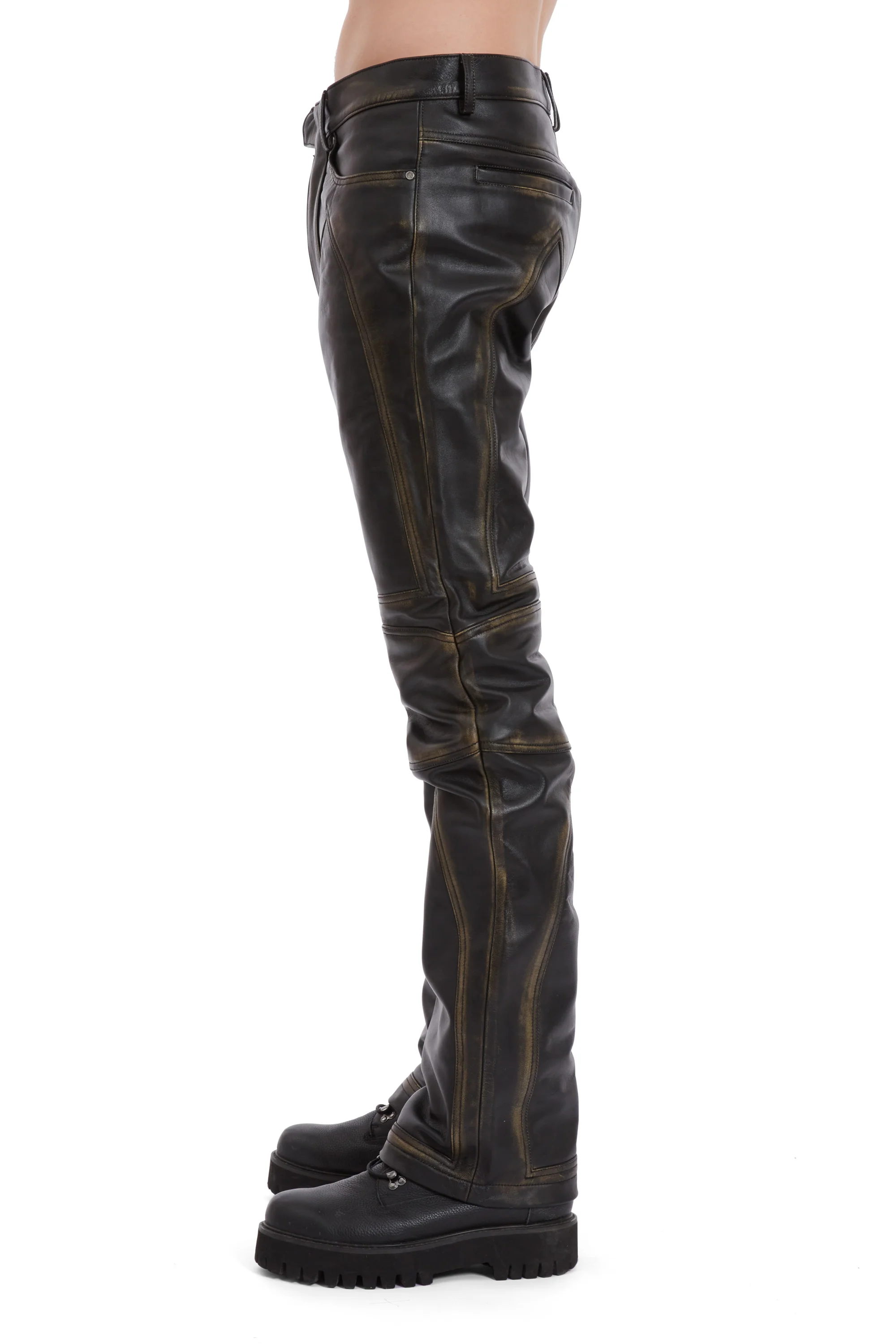 RUB OFF LEATHER MOTO PANTS - Image 5